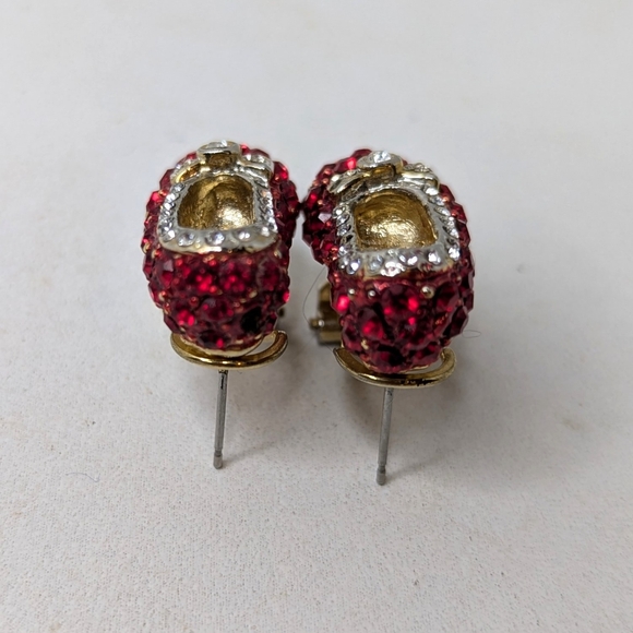 2 Vintage Wizard of Oz Red Ruby Slippers Rhinestone Jewelry Pieces - Picture 9 of 11